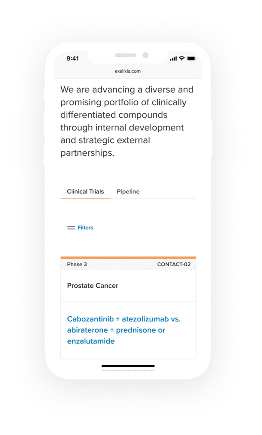Exelixis Mobile Website